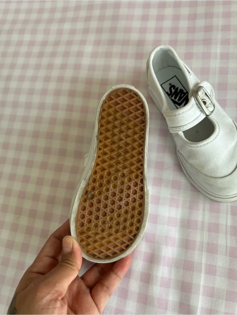 Vans Girls' White Mary Jane Canvas Strap Shoes